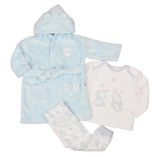 G33036: Baby Sky Elephant Plush Dressing Gown & Pyjama Set (12-24 Months)